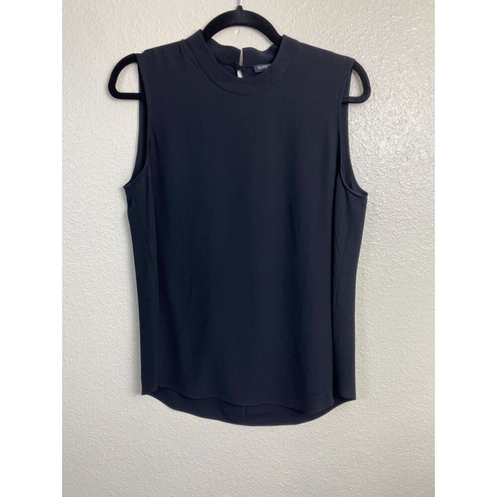 EILEEN FISHER Womens Sleeveless tank Top Medium Petite Black career Minimalist